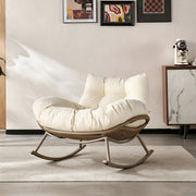 Modern Outdoor Rocking Lounge Chair with Cushioned Seat and Woven Base